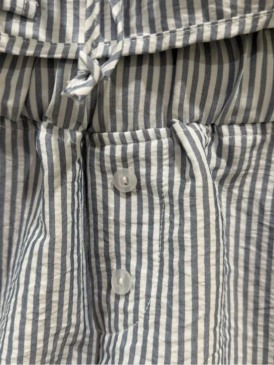 Blue and White Seersucker Tie-Front Tank & Shorts Set - Picture 2 of 3